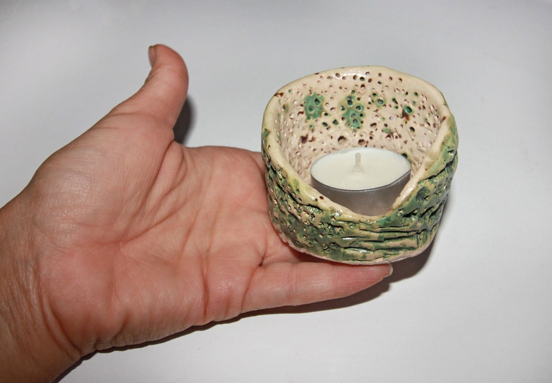 Handmade Stoneware Tea Light Holder: Ceramic Garden Decor - Etsy