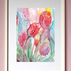 Tulips Print. Watercolor Painting. Contemporary Tulips Painting. Tulip Wall Decor. Garden Art. Floral Decor. Gift for Mom. Tulip Art