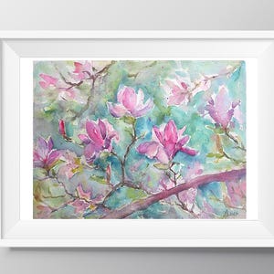 Magnolia Print. Magnolia Poster. Magnolia Art. Magnolia Watercolor Painting. Garden Art Wall Decor. Floral Decoration. Botanical Art Gift
