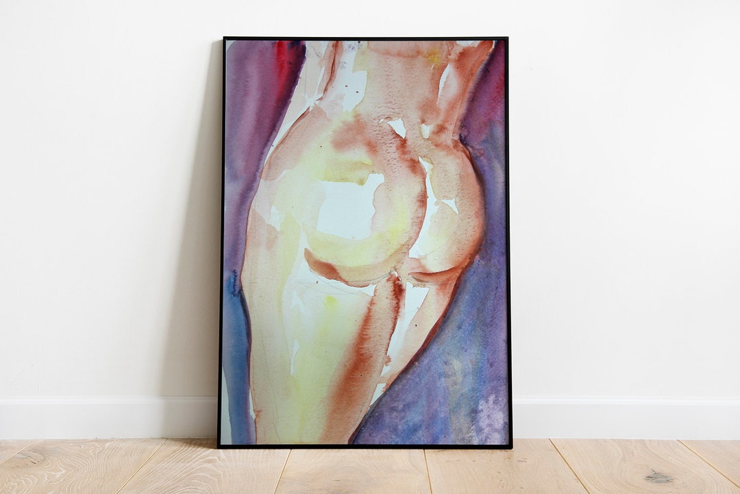 Butt Painting Print Of Original Watercolor Painting Erotic Wall Decor 