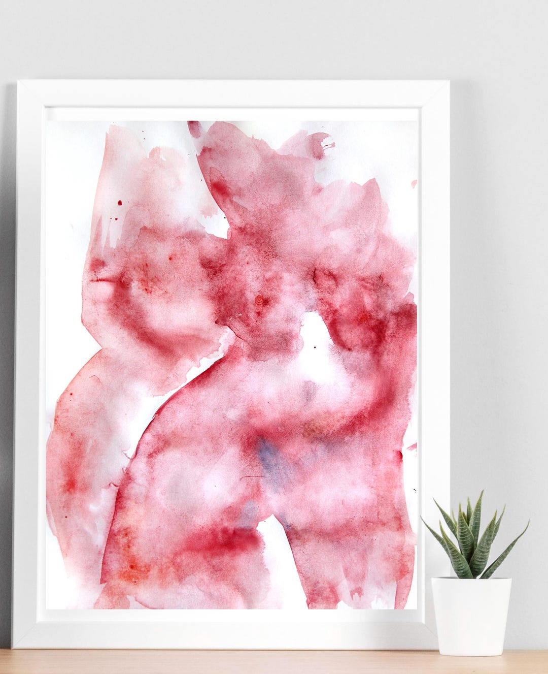 Original Abstract Watercolor of Nude Women Print. Naked Erotic Wall Art