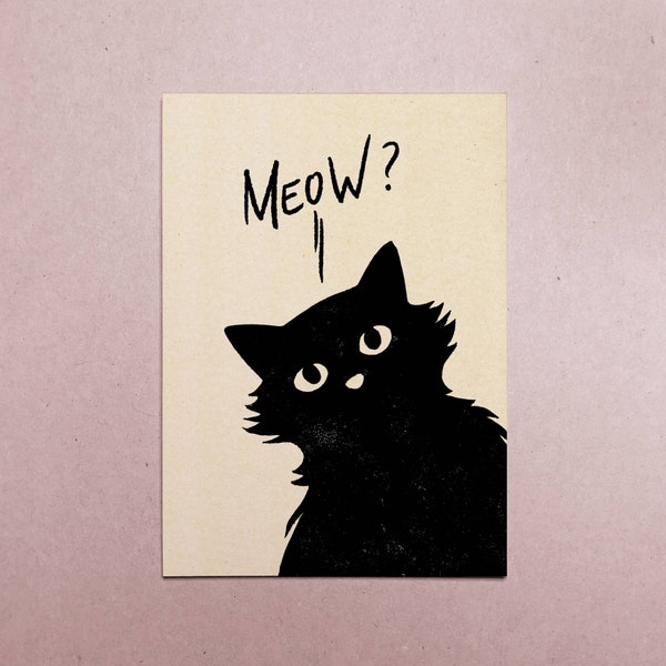 Karte A6 mit Katzenmotiv "Meow?"