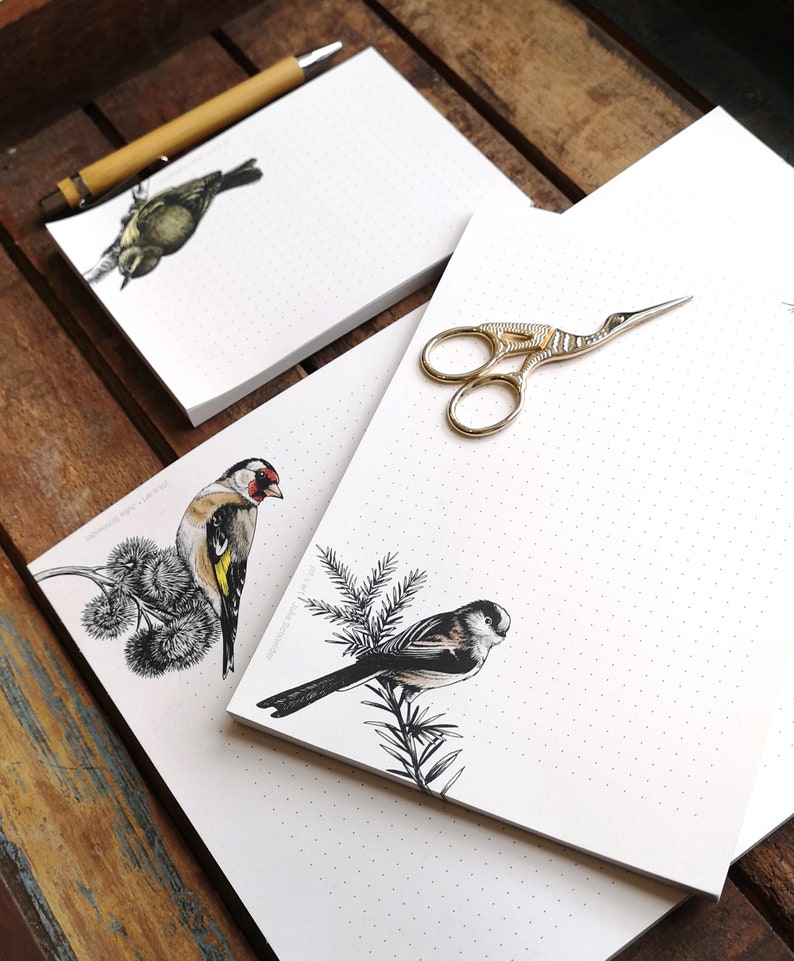 Writing pad set A4, A5, A6 Birds, birds, birds dotted image 2