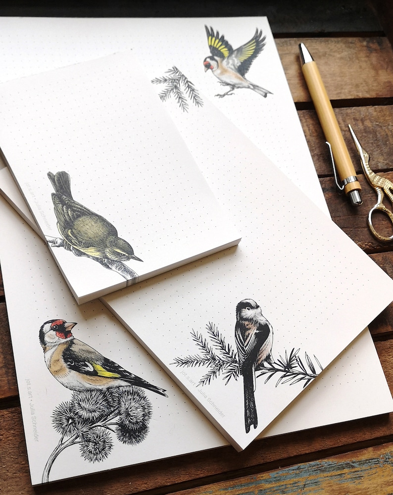 Writing pad set A4, A5, A6 Birds, birds, birds dotted image 6