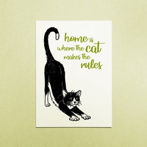 Karte A6 mit Katzenmotiv "Home is where the cat ... "