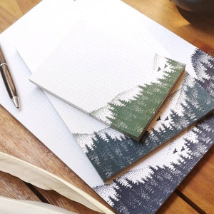 Writing pad set A4, A5, A6 "Forest" dot grid