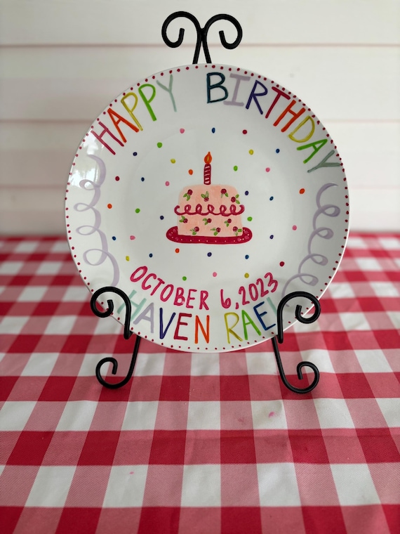 Birthday Keepsake Gift // First Birthday // Smash Cake Plate // Traditional Birthday // Birthday Gift // Personalized Birthday Plate