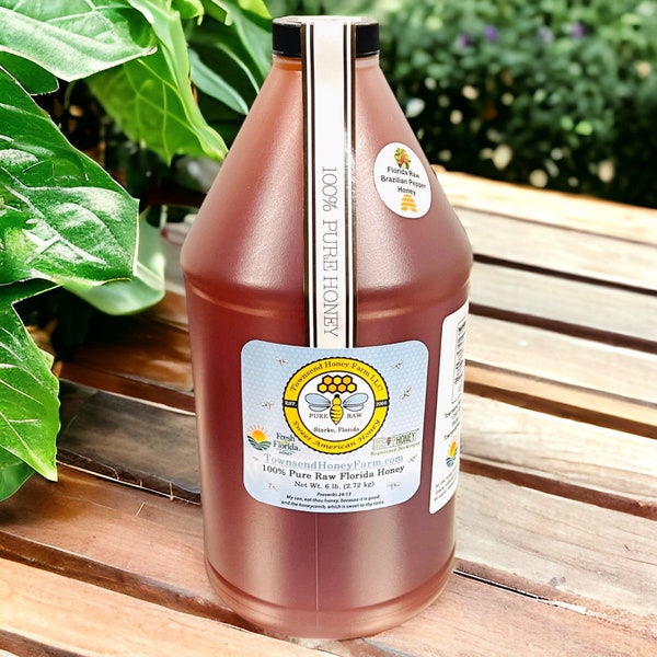 1/2 Gallon FL Pure Raw Brazilian Peppertree Honey, Direct from beekeeper, Bulk Raw Honey, USA Honey, Natural Unique Honey, Meade Supplies