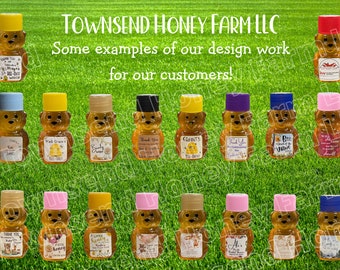 Custom Mini Honey Bears, Pure Raw Florida Honey Favors (50 Count)