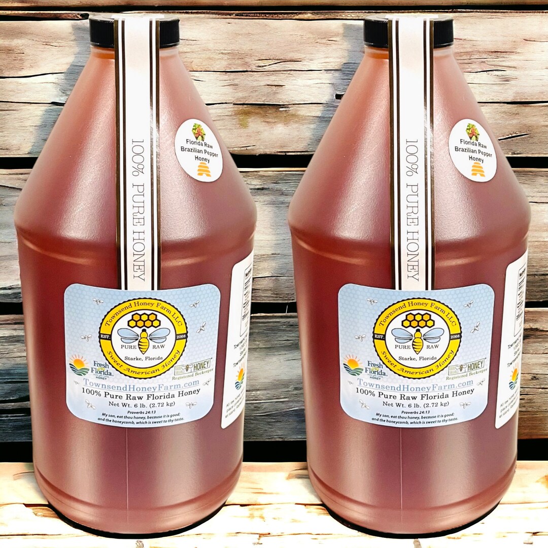 FL Pure Raw Brazilian Peppertree Honey, 1 Gallon, Direct From Beekeeper