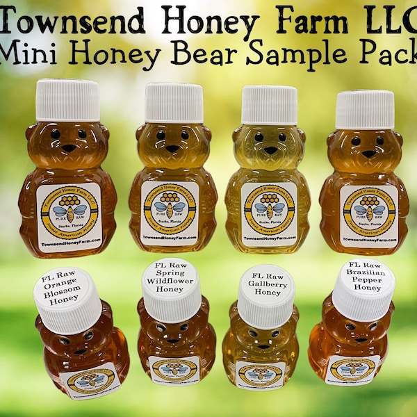 Honey Bear Sample Set, Pure Raw Honey, Sample Florida Honey, Party Favors, Honey Gifts, Best Sweet Honey, Foodie, Birthday, Shower Gift