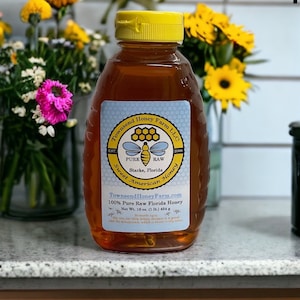 1 lb FL Raw Wildflower Honey, Florida Pure Raw Honey, Direct from Beekeeper, Florida USA Honey, Natural Sweet Honey, Spring Honey 2024