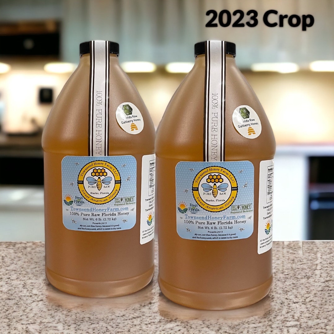 1 Gallon Florida Pure Raw Gallberry Honey, 2023 Crop, Pure Raw Bulk