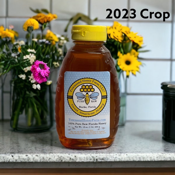 1 lb FL Raw Wildflower Honey, Florida Pure Raw Honey, Direct from Beekeeper, Florida USA Honey, Natural Honey, Sweet Honey, Spring Honey