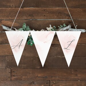 Printable Bunting, Birthday Decorations, INSTANT DOWNLOAD, Bunting Template, Triangle Bunting, Bridal Shower, Baby Shower, Floral, Pink image 1