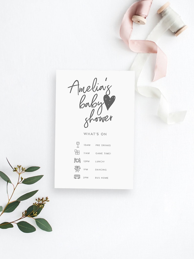 Printable Order of Events INSTANT DOWNLOAD Baby Shower Etsy