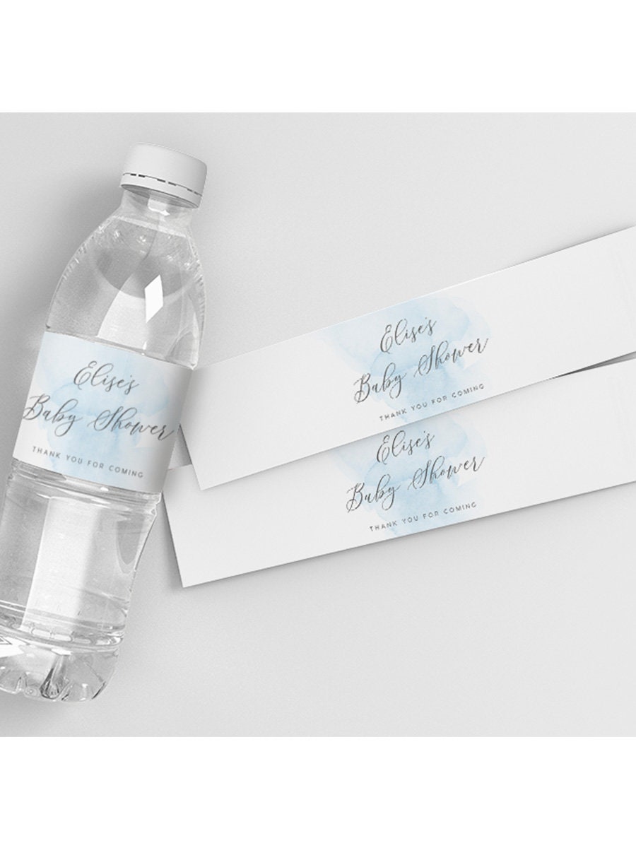 Oh Baby Blue Baby Shower Waterproof Water Bottle Labels 
