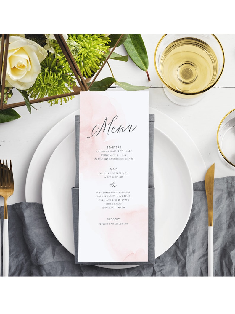 Pink Drinks Menu Templett Wedding Menu Editable pdf DIY Printable Decorations Baby Shower Menu INSTANT DOWNLOAD Food