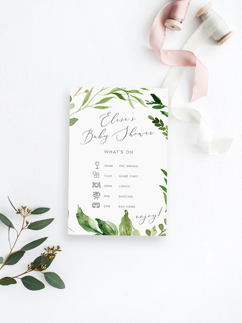 Printable Order of Events INSTANT DOWNLOAD Baby Shower Etsy