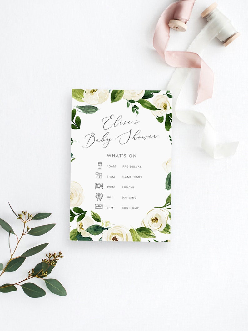 Printable Order of Events INSTANT DOWNLOAD Baby Shower Etsy