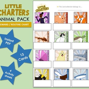 Little Charters printable Reward/routine Chart Animal Pack Cards, colouring, and activity sheets image 1