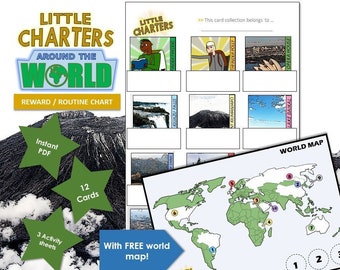 Little Charters printable Reward/routine Chart - Around the world! - Cards, world map, colouring, and activity sheets!
