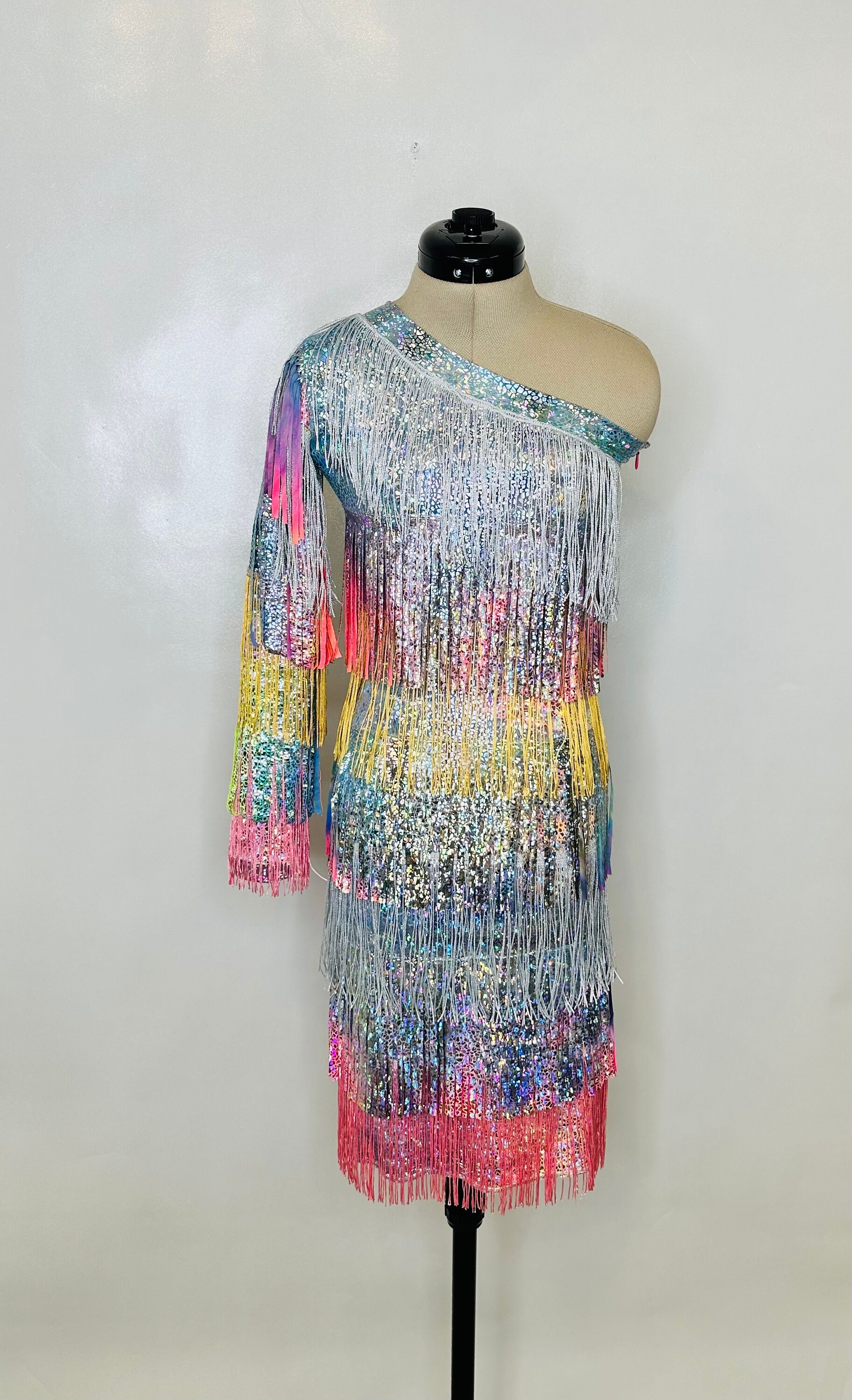 Holographic fringe dress sale