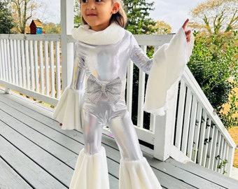 Winter Wonderland Pageant Costume|Kids' Santa-Inspired Christmas Jumpsuit||Sparkling Bell Outfit Festive Holiday Dancewear|Sold Separately