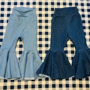 Angiee Jeans Stretchy Exaggerated Flare Bells| Dziecięce jeansowe spodnie dzwony|Noworodkowe spodnie dzwony|Spodnie hipisowskie|Spodnie dziecięce|Wholesome Goods Co