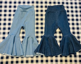 Angiee Jeans Stretchy Exaggerated Flare Bells| Kids Denim  Bell Bottoms|Newborn Flare Pants|Hippie Flare Pants|Kids Pants|Wholesome Goods Co