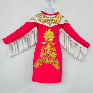 Rodeo Queen Chic Dress: Scuba & Vegan Leather with Unique Rhinestone Accents Handmade InThe USA By Wholesome Goods Co