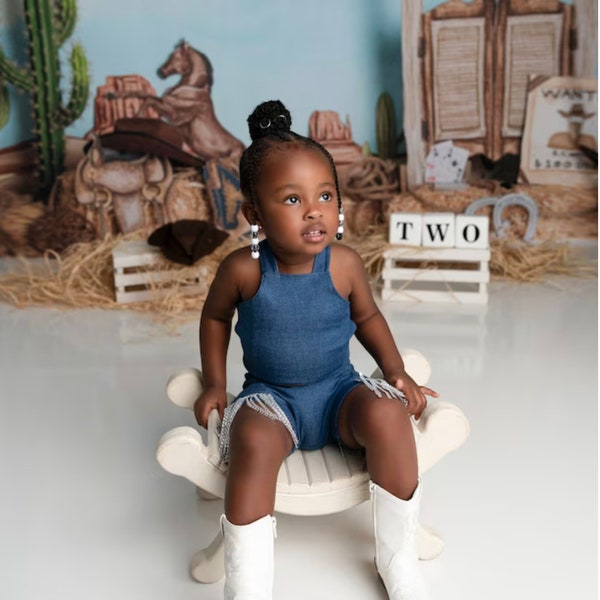 Bedazzled Daisy Dukes Denim Shorts|Denim Cropped Top|Kids Bummies|Kids Shorts|Wholesome Goods Co