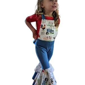 Down on the Farm Jumpsuit with Double Layer Bell Bottoms (sold separately)  Available in Light and Dark Wash Denim