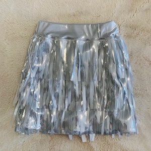 Girls fringe mini skirtvegan leather, faux suede, lycra spandexsleeveless mock neck shirtGirls skirtsBoho fringe skirtsWholesome Goods Skirt Silver