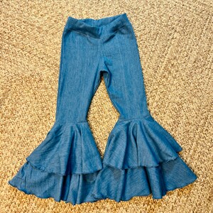 Double Layered Jeans Exaggerated Bells|Flare Bells| Kids Denim Bell Bottoms|Newborn Flare Pants|Boho Bell Bottoms|Wholesome Goods Co