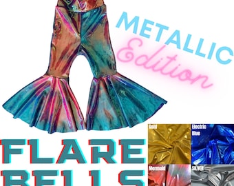 Metalic Flare Bells Customize Yours|Kids Bell Bottoms|Newborn Flare Pants|Bell Bottoms|Hippie Flare Pants|Wide Leg Pants| Baby Bell Bottoms