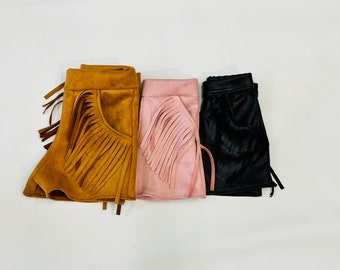 Lola Fringe Shorts|Faux Suede Fringe Shorts|Faux Leather Shorts|More Colors Available!|Kids Fringe Shorts|Toddler Fringe Shorts|Handmade