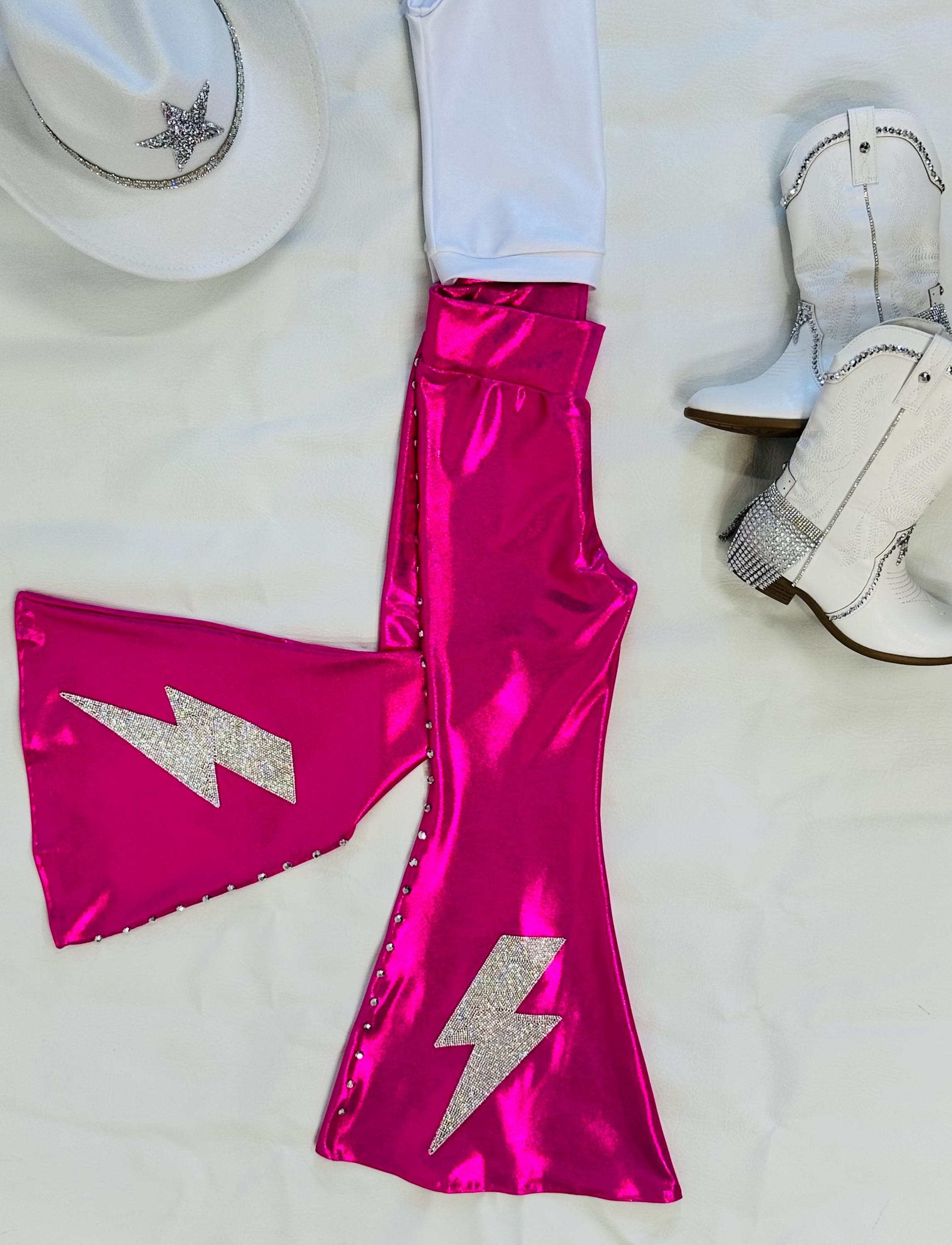 Country Chic Sparkle Set - Bedazzled Bell Bottoms and Shimmering Top for Kids and Juniors -Customizable Colors. Items Sold Separately