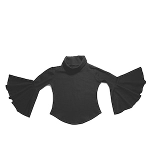 Bell Sleeve Top|Black Bell Sleeve Shirt|Kids Bell Sleeve Top|Flare Sleeve Top|Boho Shirt|Turtle Neck Top|Baby|Boho Clothing