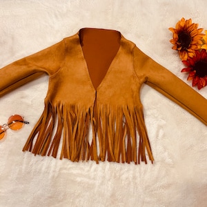 Kids Vegan Suede & Leather Fringe Jacket | Jannis Western-Hippie Style | Sizes 0-3M to 20 Juniors | Wholesome Goods Co