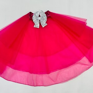 Custom Kids' Outfit: Tulle/Organza Layered Skirt Asymmetrical Jumpsuit, Choose Your Colors, Detachable Bow Belt, One-Shoulder Bell Bottoms image 9