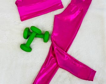 Ensemble de vêtements de sport Wholesome Goods Co., haut court et leggings (12 mois, junior 14 ans) en Lycra Mystique mat ou métallisé | Plusieurs options de couleur