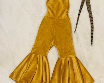 Regal Velvet Flare Bell Jumpsuit|Romper|Baby Jumpsuit| Kids Jumpsuit|Boho Style|70s Clothing|Wholesome Goods Co.