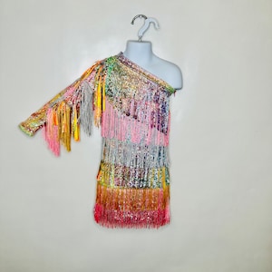 Starlit Shimmer Holographic Fringe Dress-Available in a Wide Range of Sizes|Concert Outfit|PageantWear|Rodeo Fashion|Birthday Outfit|Costume