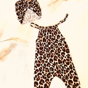 Ivory Leopard Romper Slouchy Lightweight Newborn Outfit|Baby Jumpsuit| Kids Jumpsuit|Baby Romper|Kids Romper|Boho Romper|Baby Boho Clothing