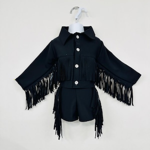 8Cowgirl Couture Fringe Set(InfantJuniors)Matte or Metallic Lycra Mystique|60+ Colors|Boots & Hat Sold Separately. Handmade Wholesome Goods