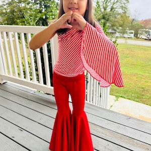 Bell Bottoms and Bell Sleeve One Shoulder Top (Sold Separately) Choose Your Colors!