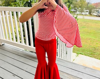 Bell Bottoms and Bell Sleeve One Shoulder Top (Sold Separately) Choose Your Colors!
