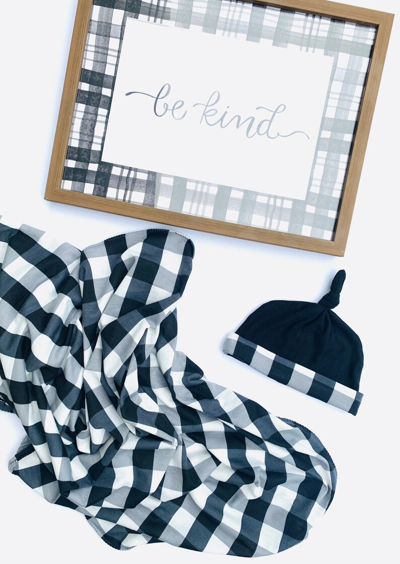 Buffalo Plaid Newborn Swaddle Setswaddleheadwrap Etsy