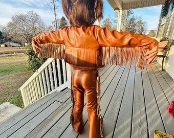 Country Star Fringe Ensemble for Kids - Iconic Style, Choose Your Colors, Sizes 0-20 By Wholesome Goods - Boots and Leopard Top Not Included
